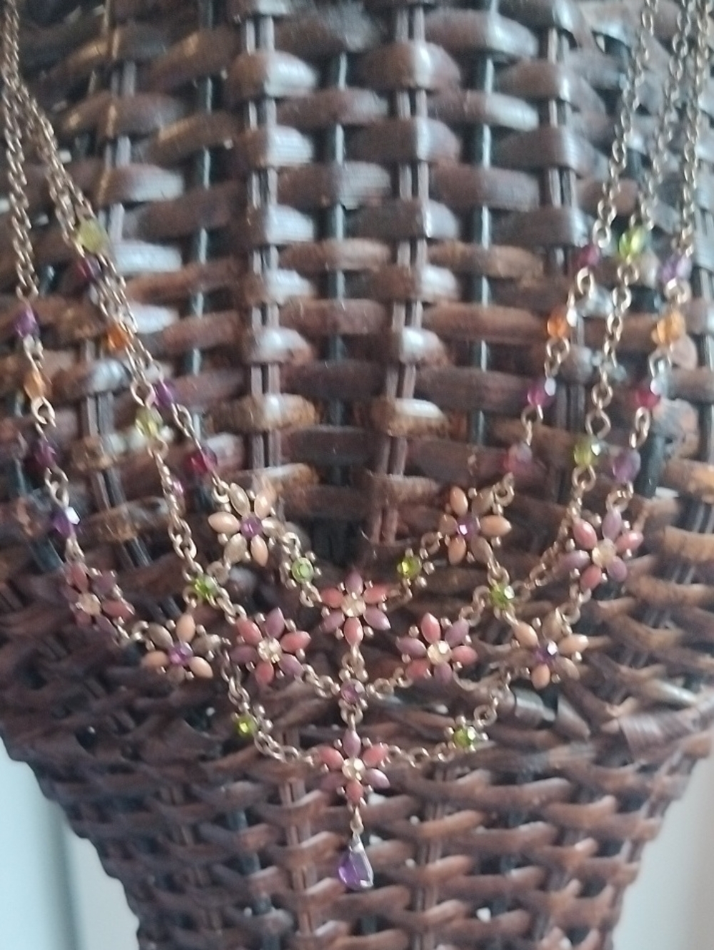 Multicolor Floral Tiered Necklace - Pink & Green